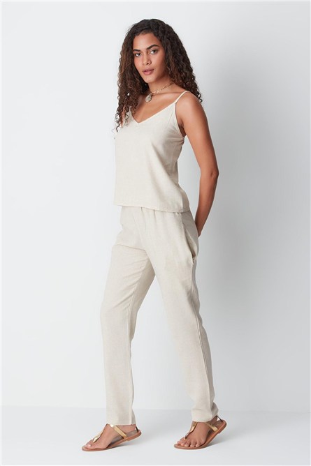 Linen String Strap Tank Set 9160  #451370