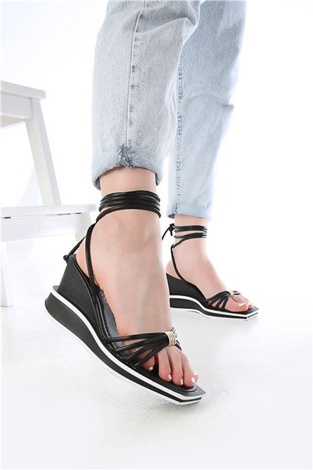 Women's sandals with full sole - Black #328852