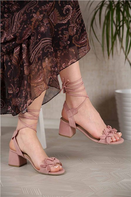 Women's sandals with heels - Powder 299937
