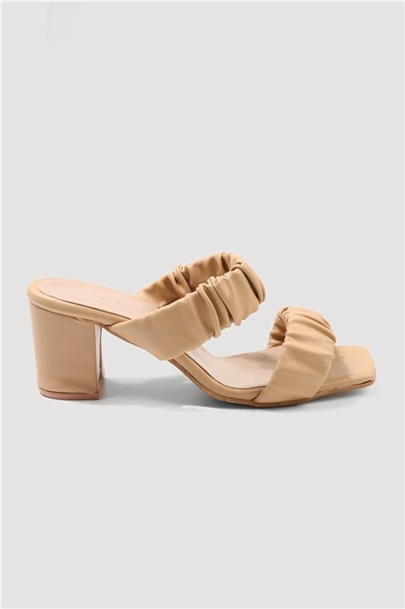 Women's slippers with heel - Beige #332260