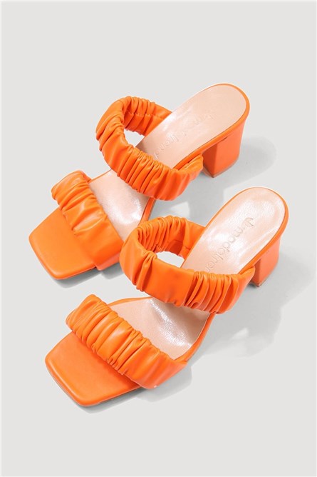 Women's slippers with heel - Orange #332262