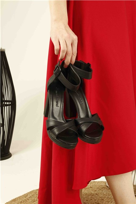Women's high heel sandals - Black #326683