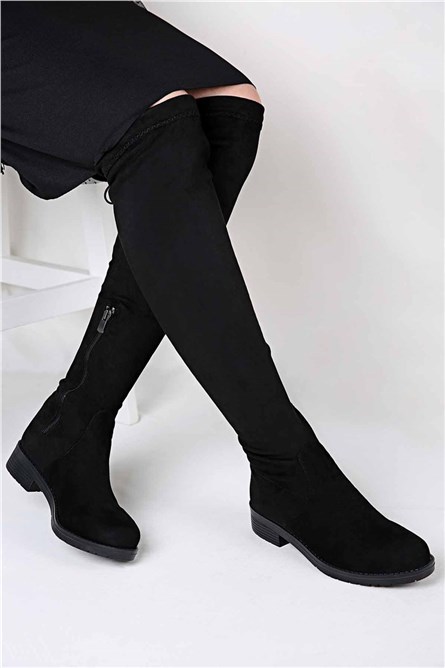 Női velúr csizma - fekete #319855