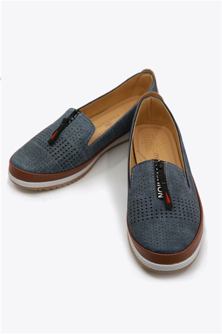 Дамски балерини с връзки - Тъмносини #358102