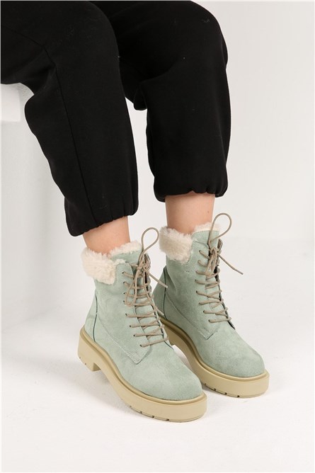 Women's suede boots - Light green #320303