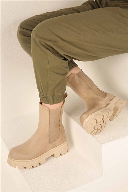 Women's suede boots - Beige #321709