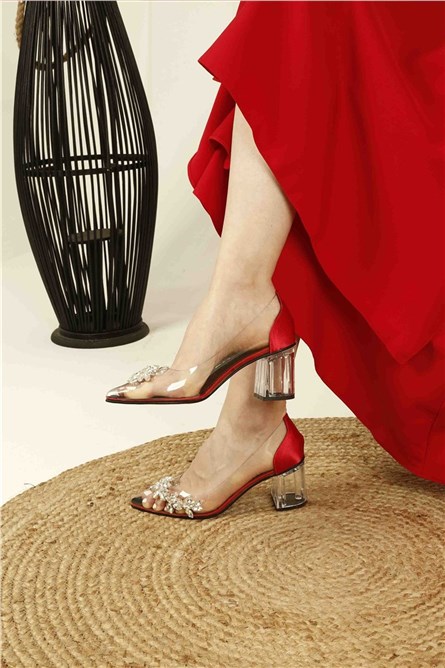 Women's shoes with heel - Red #326646