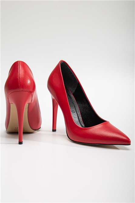 Women's Elegant Heeled Shoes - Red #364657