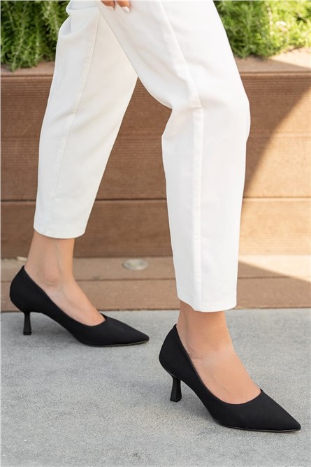 Women's Elegant Heeled Shoes - Black #362343
