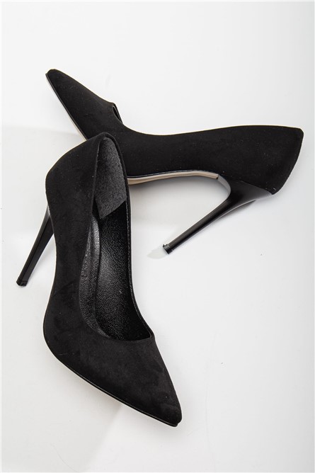 Women's Suede Elegant Shoes - Black #364656