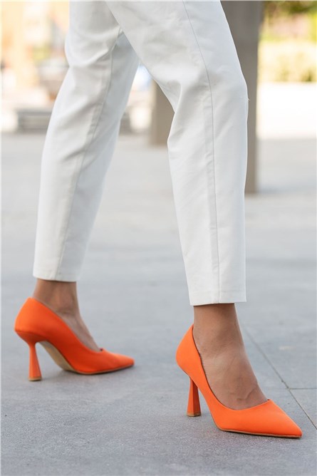 Women's Elegant Heeled Shoes - Orange #362339
