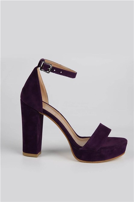Women's suede high heel sandals - Purple #329426