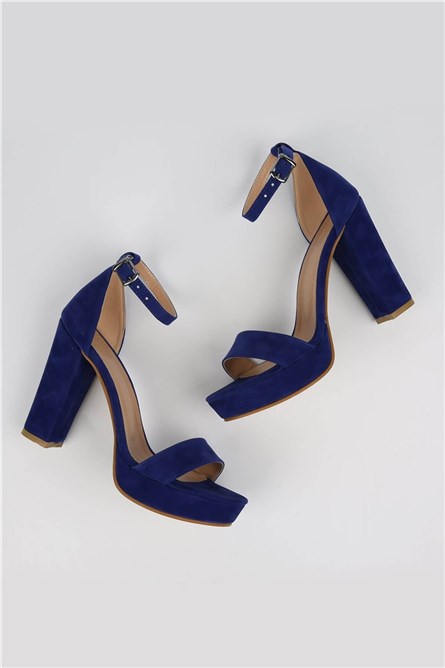 Women's suede high heel sandals - Blue #329427