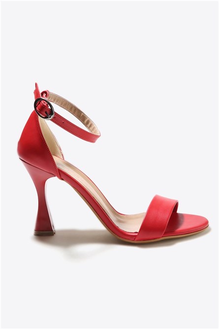 Women's sandals with heel - Red #333178