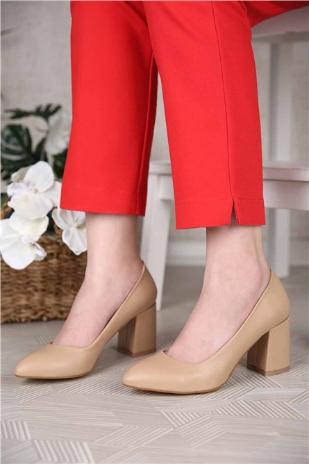 Women's Heeled Shoes - Beige #311391