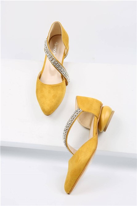 Women's casual suede shoes - Mustard #328592