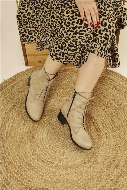 Women's suede boots - Beige #324784