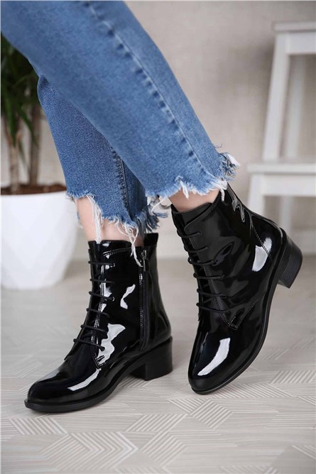 Women's patent leather boots - Black #311639