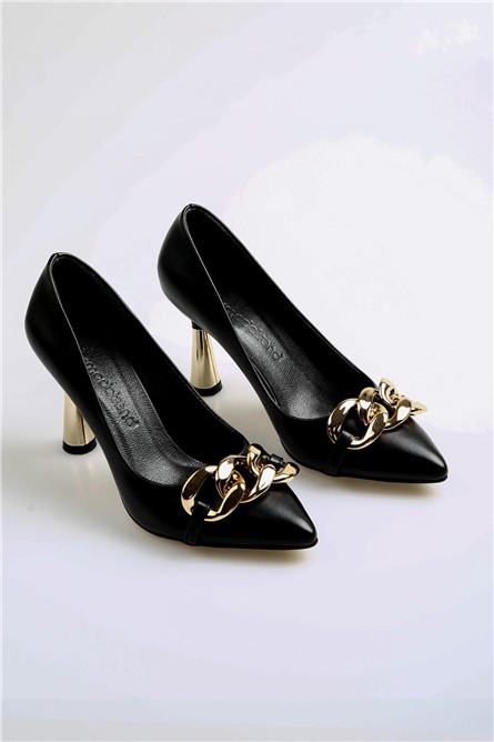 Women's shoes with decorative element - Black #369546
