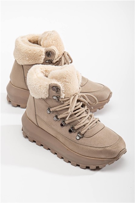 Women's Scrawl Suede Boots - Beige #365432
