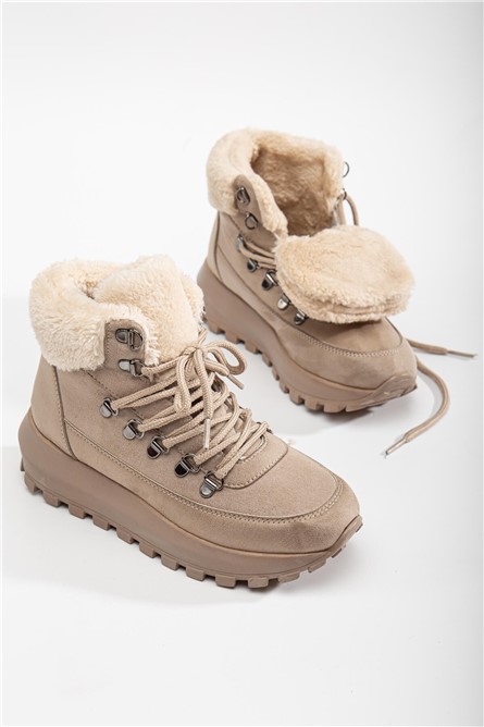 Women's Scrawl Suede Boots - Beige #365432