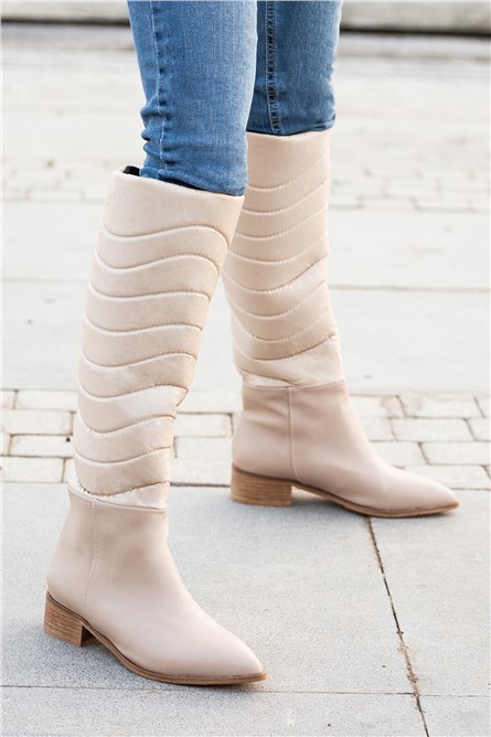 Women's Long Boots - Beige #363844
