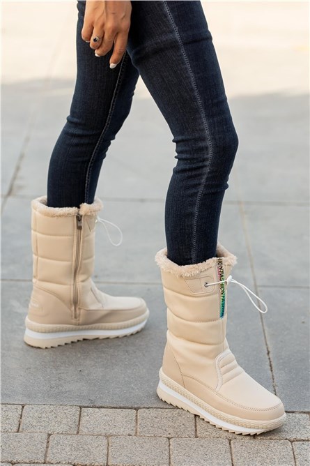 Women's Snow Boots with Anti-Slip Sole - Light Beige #362364