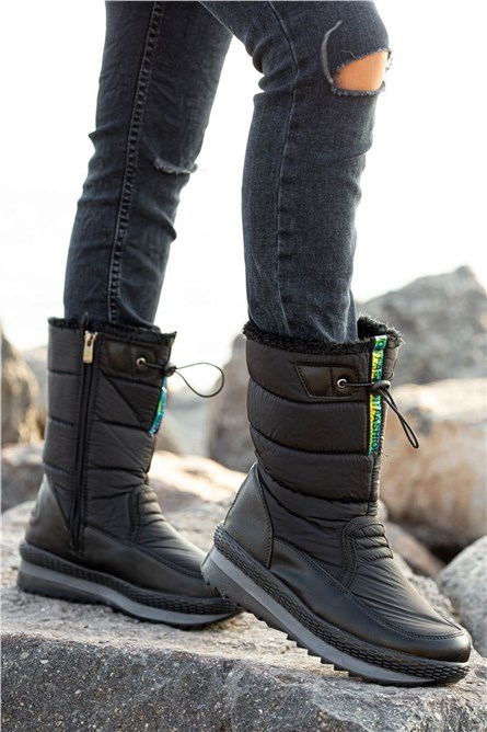 Women's Zip Up Snow Boots - Black #359141