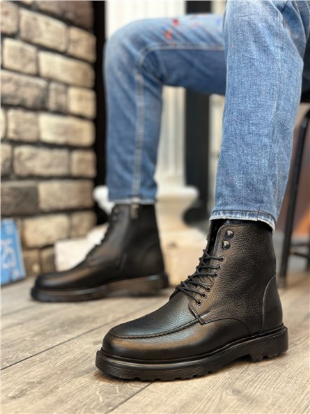 Men's Genuine Leather Boots BA0212 - Black #405523