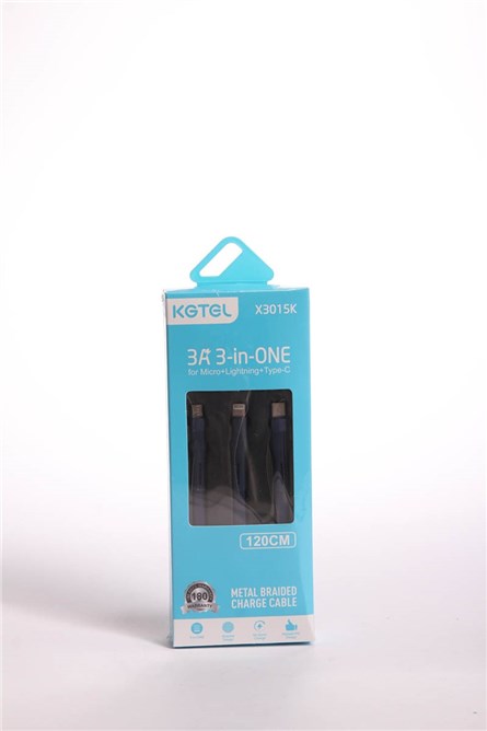 KGTEL 3 в 1 бързозареждащ кабел - Син 734288