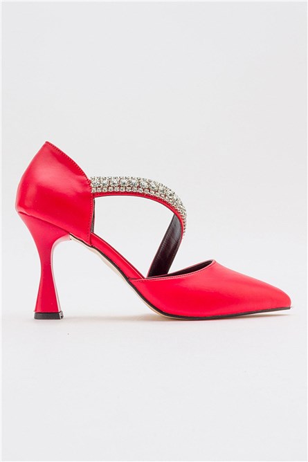 Women's Elegant Heeled Shoes - Red #385468
