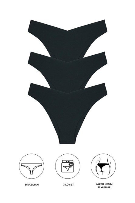 3-Pack Brazilian Laser Cut Panties 583   #451742