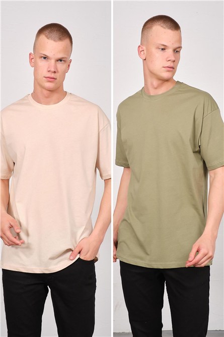 Men's Bicycle Neck 2-Pack Oversize Basic T-Shirt 991  #451388