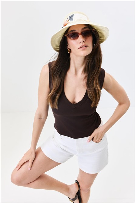 Straw Beach Hat with Visor Y25730-29  #451951