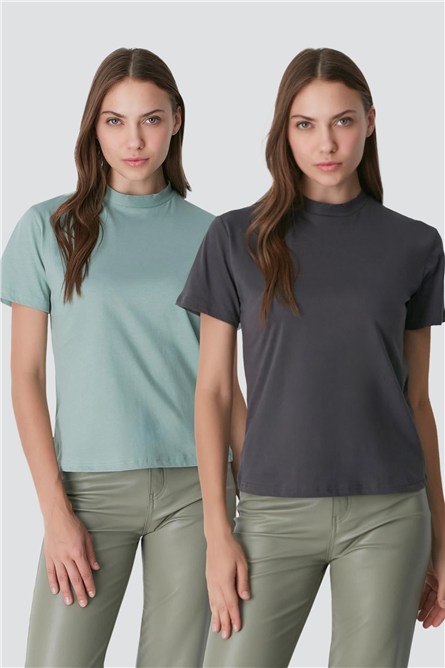 Crew Neck Short Sleeve 2-Pack Basic T-Shirt 957  #451411