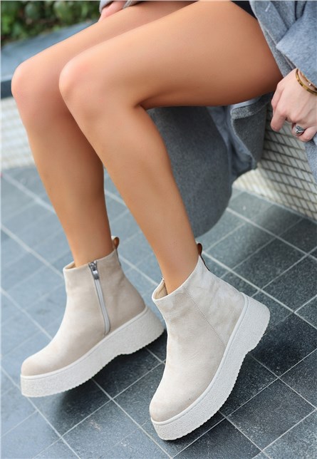 Women's Suede Boots - Light Beige #411177