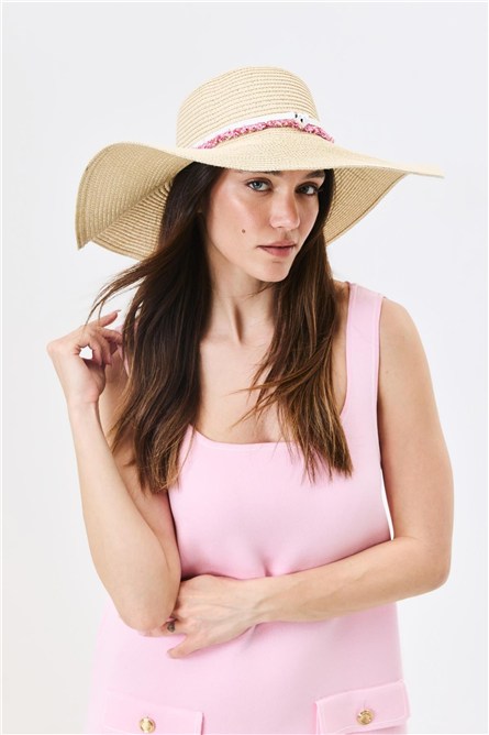 Wide Brim Straw Beach Hat Y25730-06  #451899