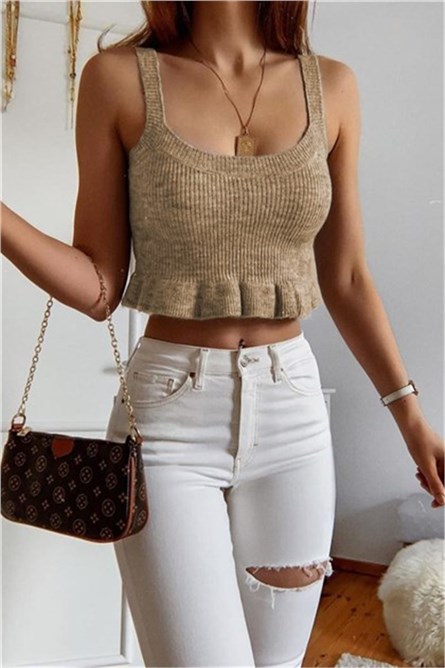 Mad Girls Women's Crop Top - Brown #301869