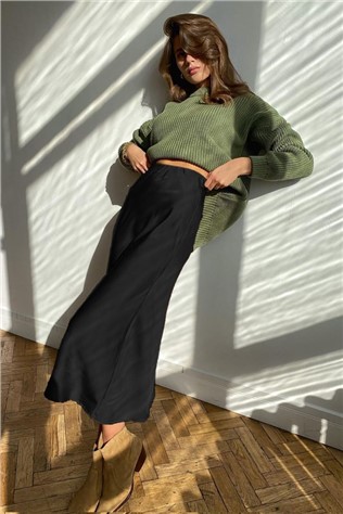 Women's satin skirt MG1409 - Black #327753