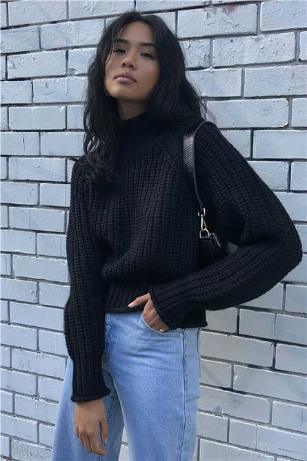 Дамски пуловер MG774 - Черен 289768 Дамски пуловер MG774 - Черен 289768