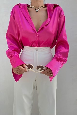 Women's satin shirt MG1307 - Fuschia #323171