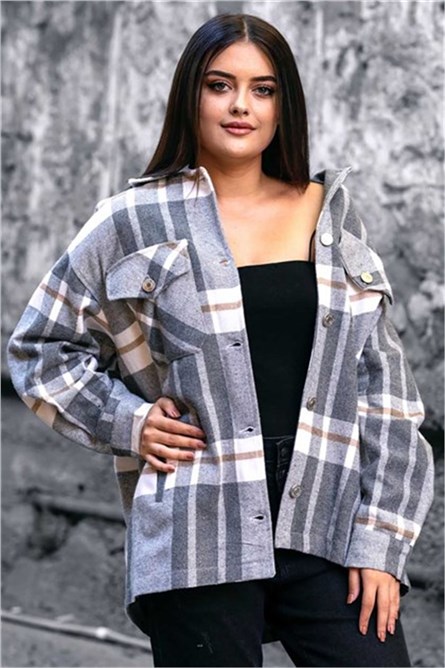 Дамска Oversize  риза MG042 - Сива 305631