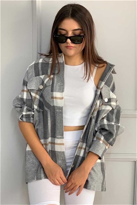 Women's Oversize shirt MG042 - Gray 305631