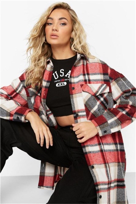 Women's plaid shirt - MG1232 - Gray #312082