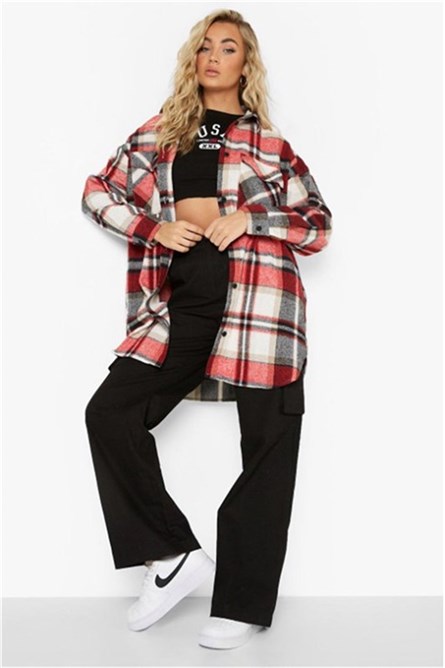 Women's plaid shirt - MG1232 - Gray #312082