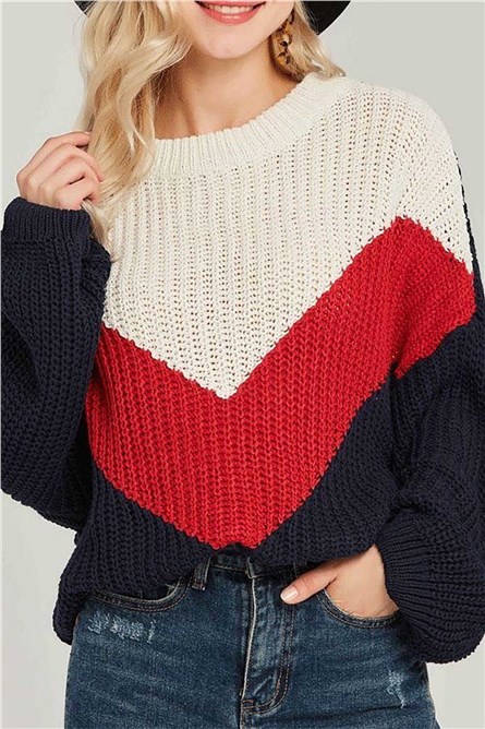 Madmext Women's Jumper - Cream, Red, Blue #289634
