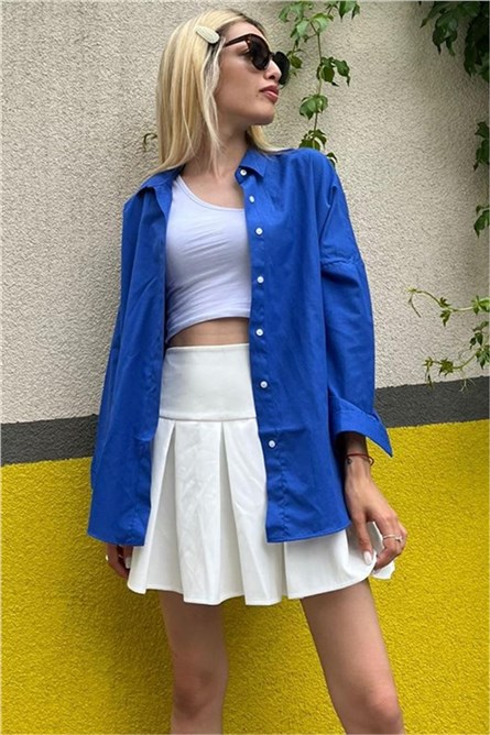 Дамска Oversize риза MG1369 - Яркосиня #333695