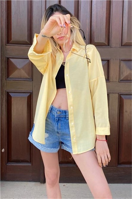 Women's linen Oversize shirt MG1369 - Yellow #330553