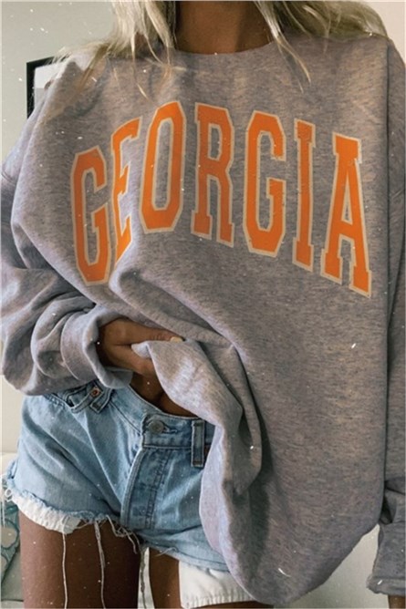 Madmext Women's Sweatshirt - Orange, Grey #310840