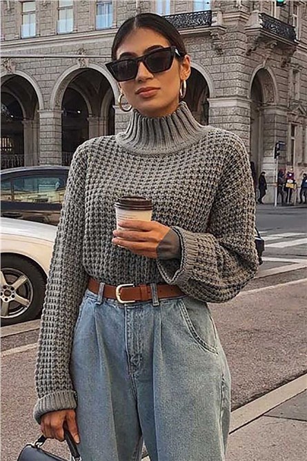 Дамски пуловер MG735 - Сив 289606